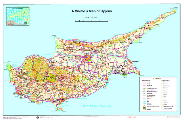 Официальная карта Кипра от Cyprus Turism Organization